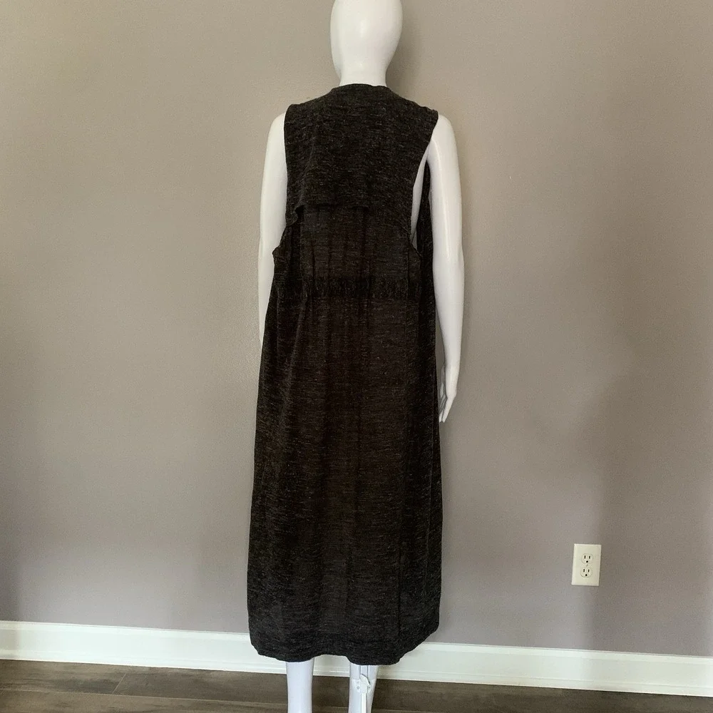 Free People Long Cardigan SWEATER VEST SHIRT‎ TOP Duster Trench Knit Grey SZ-M